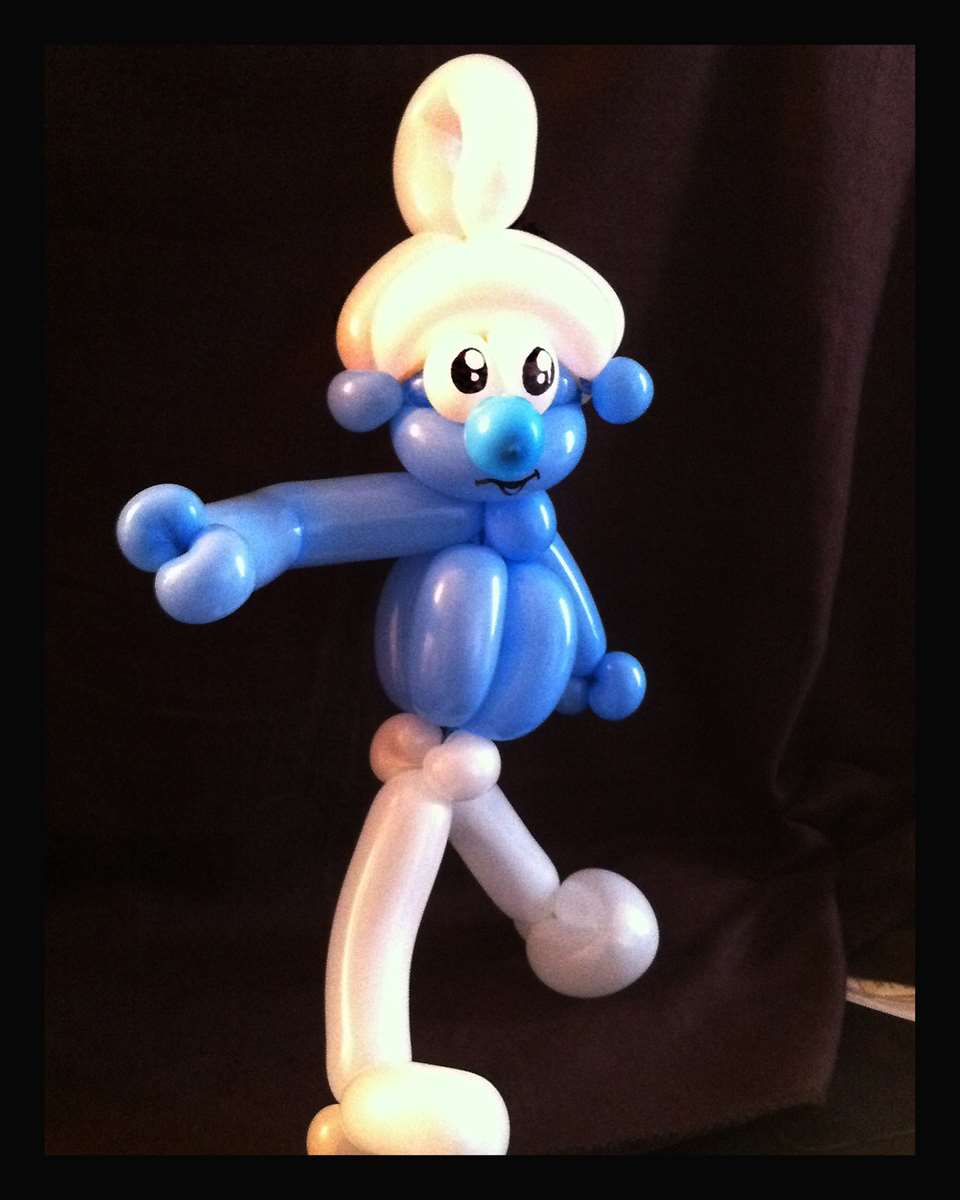 Smurf sulpture en ballons Tiff